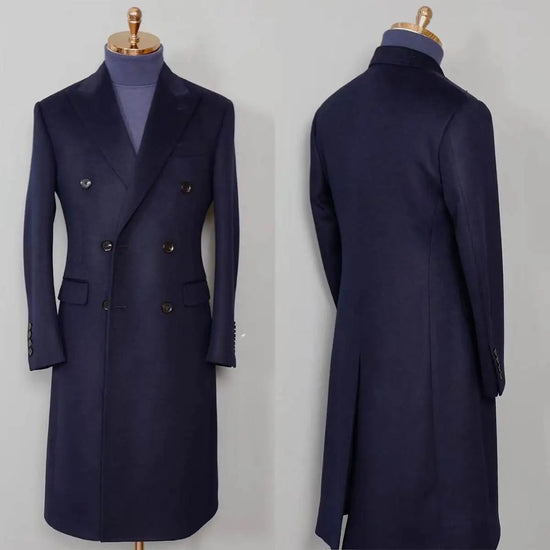 Executive Navy Overcoat – Abrigo Largo Cashmere Hombre
