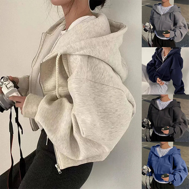 Womens Fleece Lined Cropped Slim Jacket