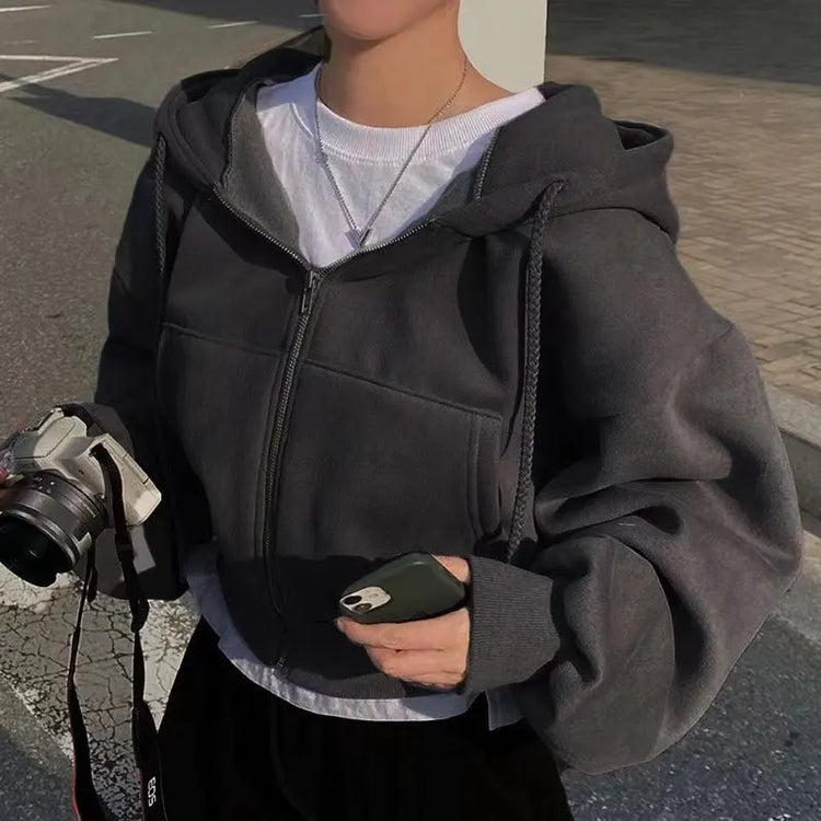 Womens Fleece Lined Cropped Slim Jacket