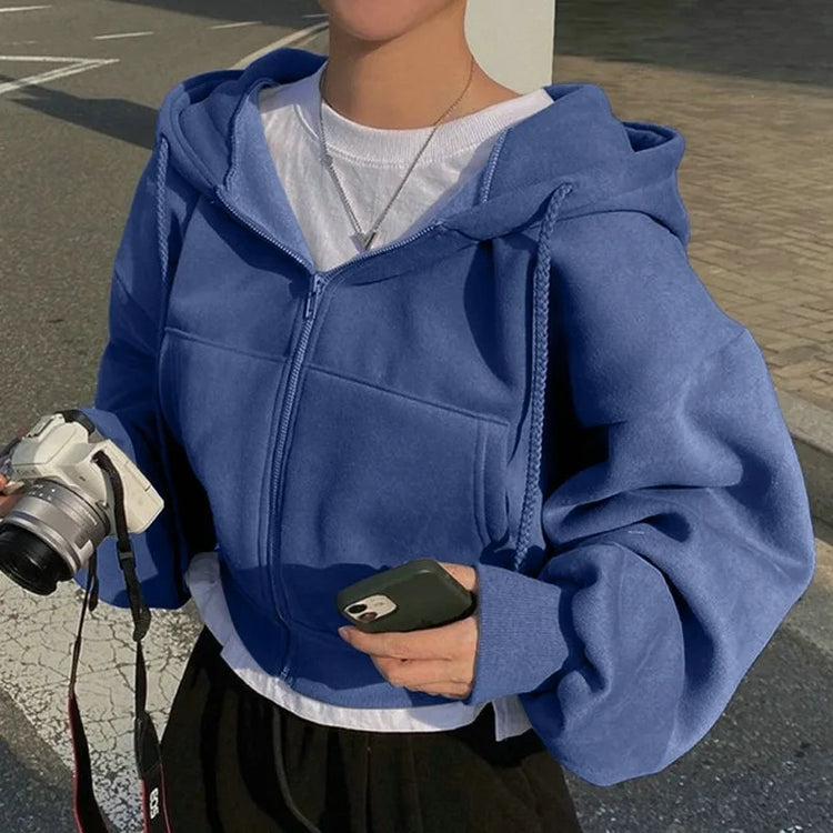 Womens Fleece Lined Cropped Slim Jacket